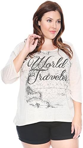 Grayson Shop Plus Size World Traveler Graphic Tee Oatmeal 1X