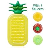 Lumiparty Inflatable Pineapple Pool Float Raft Swimming Pool Inflatable Float Toy Floatie Lounge Toy for Adults & Kids( with 3 Drink Holders)