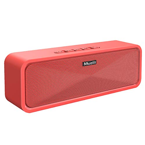 Muzili Enceinte Bluetooth pour Voiture, Haut Parleur Portable sans-Fil Stéréo avec HD Gamme Complet Subwoofer, Appel Mains Libres/3.5 mm Port d’AUX/Cran d’USB/Cran de Carte TF (Rouge)
