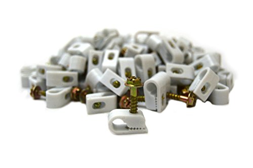 Best Connections 100 pcs Single White Mounting Flex Clips w/ Strain Relief Screw RG6 RG59