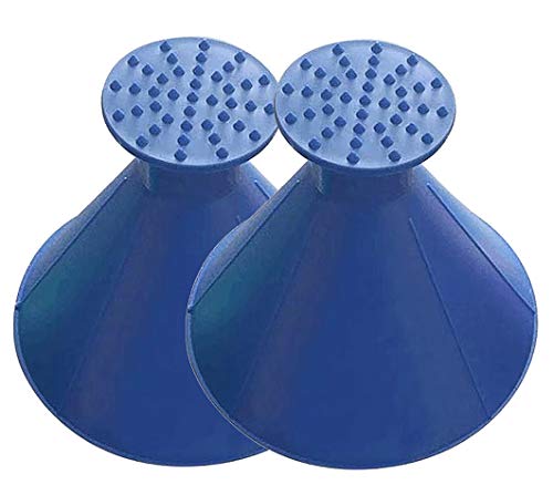 UNIKbrush 2 in 1 Ice Scraper Snow Shovel Cone Funnel Icebreaker Snow Remover Tool for Car Windows (BLUE-2PC) - Thumbnail 4