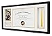 Golden State Art, Wood Diploma Tassel Shadow Box 11x22 Frame for 8.5x11 Document/Certificate & 4x6 Photo, with Double Mat (White Over Gold), Tassel Holder & Real Glass, Black