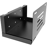 JINGCHENGMEI Wall Mount CPU Holder with Safety Straps- Metal 4.8-8.3" Wide | Computer Tower Mounting Bracket for Desktop PC, Adjustable Width , Black