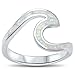 Wave Ocean Beach Lab Created White Opal .925 Sterling Silver Ring sizes 4-12