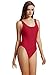 zeraca Women's Vintage High Cut Low Back One Piece Bathing Suit Swimsuit Medium Dark Red