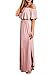 Choies Women's Off Shoulder Ruffle Maxi Dress Side Split Pockets Long Dress S Pink