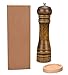 Wood Pepper Grinder Hand Operated Pepper Mills With Ceramic Core Adjustable Grinder 8 Inch - 1 Piece With Matching Stand
