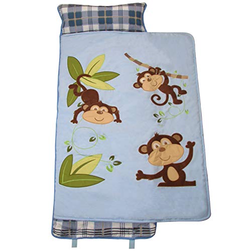 SoHo New Playful Monkey nap mat for Toddler Preschool Day Care with Pillow Lightweight Rolled nap mats - Thumbnail 3