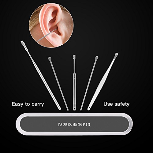 Ear Wax Removal Tools with Spiral Ear Cleaners Wax Picker Kit Stainless Steel Medical Grade Storage Box(Extral Gift 16pcs soft silicone ear wax remover)