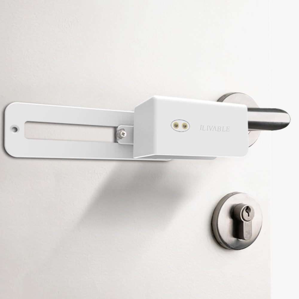 Photo 1 of Childproof Door Lever Lock, ILIVABLE Door Handle Lock for Kids Safety. Allows Parents to Access Door from Both Sides, 3M Adhesive or Screws (Left Hand Style, 1 Pack)