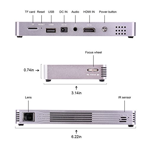 Projector,HD Mini Projector,Portable Pico DLP Projector Max 120 inch,Support 1080P/Wifi/Bluetooth/HDMI/USB/TF Card/Audio for iPhone,Android,Laptop,Computer by TOUMEI