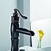 BWE Led Oil Rubbed Bronze 8 Inch Widespread Waterfall Bathroom Faucet 3 Hole Rustic with Pop Up Drain Assembly and Supply Line 2 Handles Black Vanity Lavatory Sink Mixer Tap