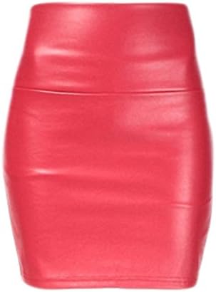 Angkel Womens Bodycon Sexy Skirt High Waist Above Knee PU Faux Leather Mini Skirts