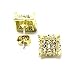 Mens Gold Tone and Clear Cz Cube Iced Out Hip Hop Micro Pave Kite Stud Earrings Bling