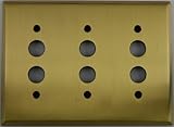 Classic Accents Antique Brass 3 Gang Push Button Light Switch Wall Plate