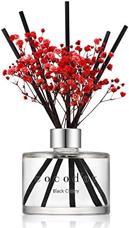Cocod’or Preserved Actual Flower Reed Diffuser / Black Cherry / 6.7oz(200ml) / 1 Pack / Reed Diffuser Set, Oil Diffuser & Reed Diffuser Sticks, House Decor & Workplace Decor, Perfume and Items