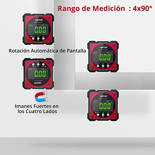 Inclinómetro Digital 4x90° Caixa de Nível Digital com Inclinómetro Digital Eletrónico Impermeável a Laser IP54 para Automóveis, Carpintaria, Construção
