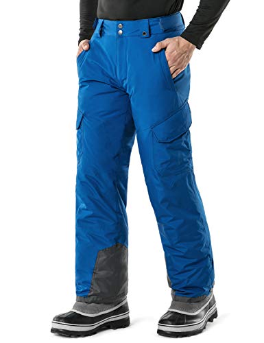 image for TSLA TM-YKB83-BLU_Large Tesla Men's Cargo Rip-Stop Snow Pants Windproo