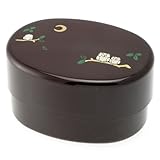 Kotobuki 280-131 2-Tier Bento Food-Storage Box, Burgundy Owl and Moon