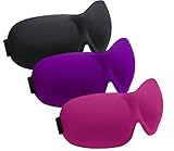 Sleep Mask by aDreamSleep (3 Pieces) - Contoured & Comfortable Eye Mask. Great for Travel, Shift Work & Meditation (Black, Purple and Pink)
