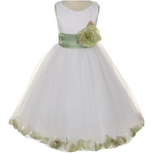 flower girl dress with petals in skirt
