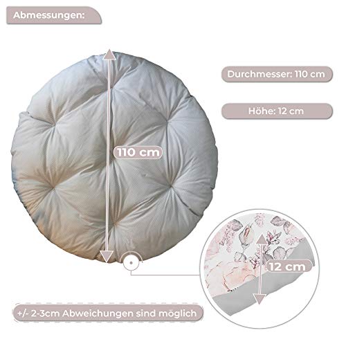 Amazinggirl Papasansessel Kissen und Krabbeldecke rund 2 in 1 Ø 110 cm Polyester - großes Bodenkissen gepolsterte… – Bild 5