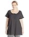 Just My Size Women's Plus-Size Slub Jersey Crochet Trim Tunic with Drawcord, Black, 2X