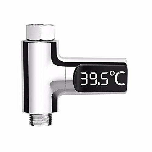 Shower Thermometer,yanQxIzbiu LED Home Water Shower Thermometer Flow Temperature Monitor for Baby Care - Silver
