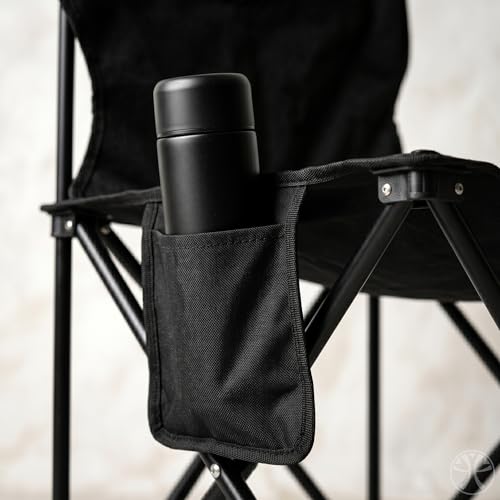 Cadeira Dobrável Portátil Camping Praia e Pesca Suporta 120kg Estrutura Reforçada de Aço Oxford Acompanha Bolsa de Transporte e Bolso Lateral Conforto para Lazer e Eventos Externos (Preto)