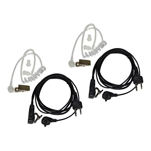 2X HQRP 2 Pin Acoustic Tube Earpiece Headsets Mic for ICOM IC-F4S, IC-F4SR, IC-F4TR, IC-FS25R + HQRP UV Meter