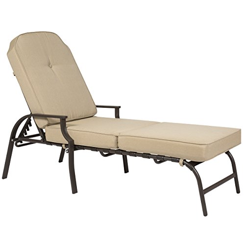 Best Choice Products Outdoor Chaise Lounge Chair W/ Cushion Pool Patio Furniture Beige