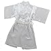 JOYTTON Girl's Satin Kimono Robe With Embroidered Flower Girl(6,White)