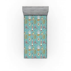 Lunarable Nautical 2 Pack Fitted Sheet, Sailing