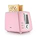 Upgraded version Lovely Smiley pattern 2-Slice Toaster 6 patterns keep warm Smart Toast (Pink)