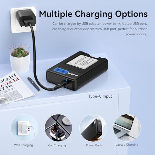 ENEGON NP-45 Replacement Battery (2 Pack) and USB Charger Kit for Nikon EN-EL10,for fujifilm NP-45S/A/B, NP-80,Li-40B,Li-42B, INSTAX Mini 90, FinePix XP140/130/120/90/80/70/60/50,T350,T550,JX500