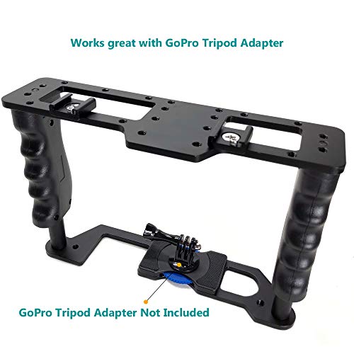 iShot Pro Universal Smartphone Premium Aluminum Video Rig Camera Tripod Mount Holder Stabilizer Handle Cage - Compatible with iPhone Samsung Android Google Sony GoPro Camcorder DSLR LED Mic and More
