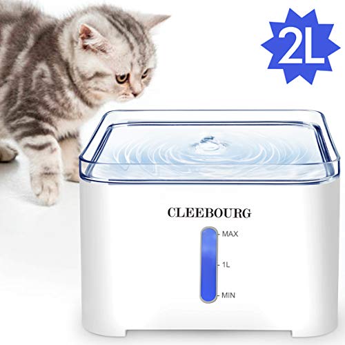 CLEEBOURG Pet Cat Water Fountain, 2L Automatic Dog Water Dispenser