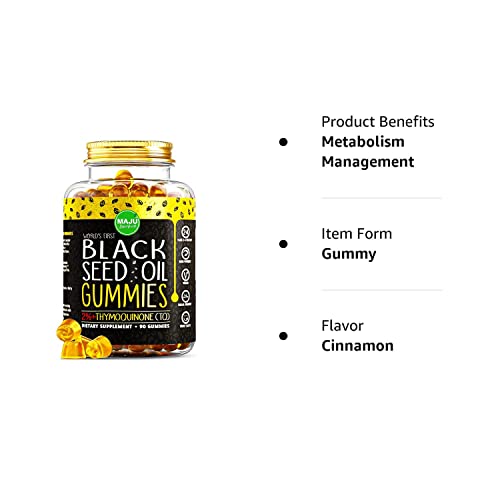 MAJU's Black Seed Oil Gummies 90ct, World's 1st, 2.5X Oil Per BSO Gummy