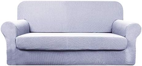 YUUHUM Stripes Couch Covers 2-Piece Super Stretch Sofa Covers Pet Dog Couch Slipcovers (Sofa, Light Gray)