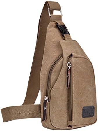Sling Shoulder Bag,Qcute Retro Canvas Big Capacity Multifunctional Unisex Chest Shoulder Satchel Bag with Soft Zipper Design Fit for iPod, iPad,iPhone 7, MP3,S6 S7 Android Smart Phone (Kahki)