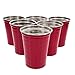 D'Eco Reusable 16 oz Red Party Cups (6 Pack) - Unbreakable Stainless Steel Dishwasher Safe Drinking Glasses -Great for Hosting & Entertaining- Cups for College, Party Games -Great Holiday Xmas Gift