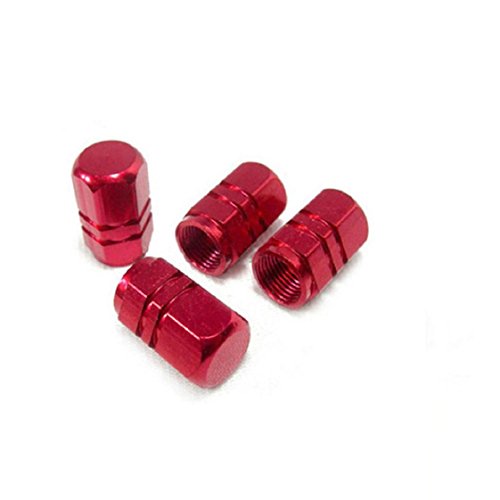 Mchoice New 4pcs/pack Theftproof Aluminum Car Wheel Tires Valves Tyre Stem Air Caps Airtight Cover Hot Selling (Red)