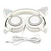 Fashional Cat Ear Headphones, IPRO Cat Earphone-LED Glowing Cat Ear Head phone-Cute Headphone for Computer,Tablet,Phone,MP3,MP4,etc-Gray