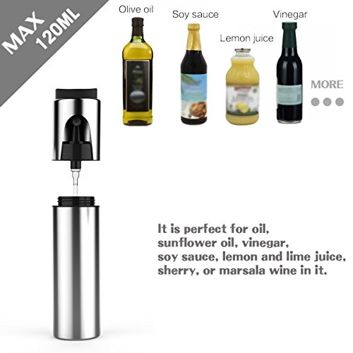 Olive Oil Sprayer, Stainless Steel Olive Oil Dispenser Cooking Spray Bottle Oil Mister Kitchen Vinegar Sprayer Barbecue Marinade Spray Bottle with Bouns Brush (Not Oil Column)