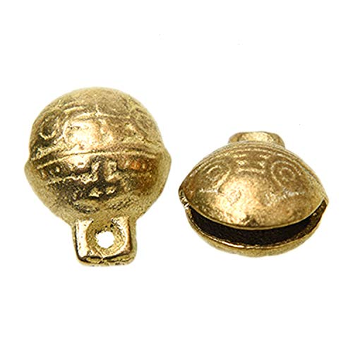 Monrocco 20Pcs Antique Gold 0.7 x 0.6 Inches Brass Bells Vintage Indian Bells Charms Pendants for Crafting,Home Door Decor