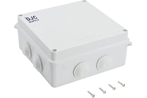 DJC Supply Co. 4" x 4" x 2.75" PVC Waterproof Plastic Junction Conduit Box with Pre Molded 3/4" & 1" Conduit Holes (6" x 6" x 2.75", 1 Pack)