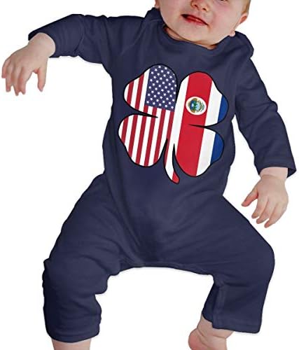 LBJQ8 American Costa Rica Flag Shamrock Infant Baby Boy Girl Long Sleeve Romper Jumpsuit Bodysuit
