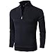 LTIFONE Black Men Sweaters, Quarter Zip Pullover for Men, Polo Slim Fit Mens Clothe Business Casual Long Sleeve Turtleneck Sweater(XL)