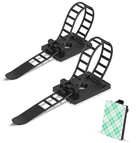 50Pcs Adjustable Self-Adhesive Clips Fastens Car Cable Wire, Cable Straps Tie Clamp Organizer Black