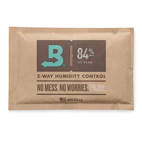 Boveda 84% RH 60 Gram, patented 2-Way Humidity Control, (1) 4-Pack, Unwrapped Boveda, Resealable Bag; Up to 25 cigars; properly and precisely seasons a wood humidor in one easy step over 14 days